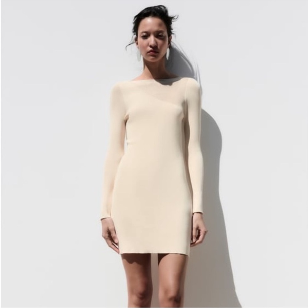 Zara Cream Long Sleeve Dress